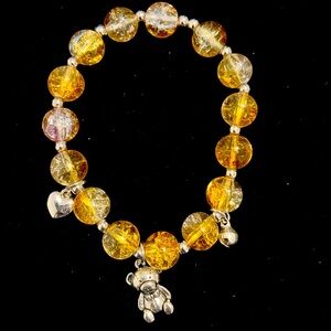 Yellow and silver rhinestone bear charm bracelet #y2kfashion #
19cm/7.48in